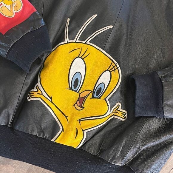 Vintage Tweety Bird Leather Jacket 1998 Looney Tunes Warner Brothers‎ Size XL - Picture 7 of 7